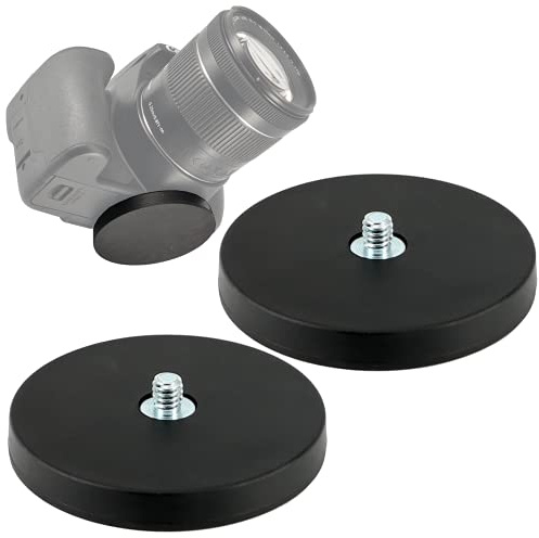 Neodym Magnet Gummiert - Magnetische Halterung mit 1/4 Zoll Gewinde - Kamerahalterung Kamera Mount für Actioncam DSLR GoPro oder Studio Lampen (66mm - 22 KG, 2 Stück)