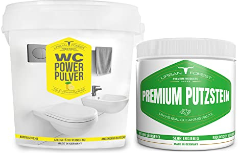 URBAN FOREST Sparset WC-Schaum-Reiniger + Premium Putzstein | Für die Toiletten-Reinigung, Putzstein als Haushaltsreiniger & Allzweckreiniger