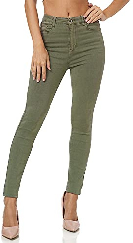 Gloop Dam stretchjeans jeans byxor skinny fit jegging skinny jeans stretchbyxor push up hög midja jeans, Mörkgrön, 4XL
