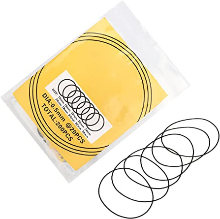 ANKROYU 200 Stück O-Ringe für Uhren, Verschiedene Durchmesser Dichtungen für Uhrendeckel, Schwarze Gummi Wasserdichte O-Ringe für Uhrenreparatur(0.5mm)