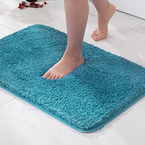 MIULEE Tapis Salle de Bain 1 Pièce Absorbant Antidérapant en Haute Hygroscopicité Fourrure Tapis d'Entrée pour la Douche Super Doux pour Chambre à Coucher Entrée de Cuisine 60x90CM Bleu Canard