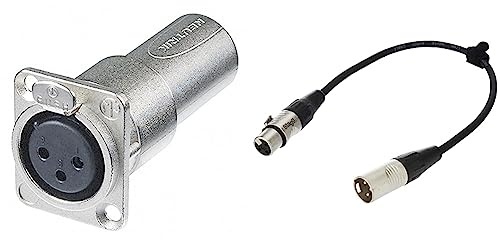 Neutrik NA3FDM Adapter in D-Form XLR 3-Pol Female auf XLR 3-Pol Male Stagg 25019310 Patch-Kabel 0,3m, 1x XLR Stecker/1x XLR Buchse