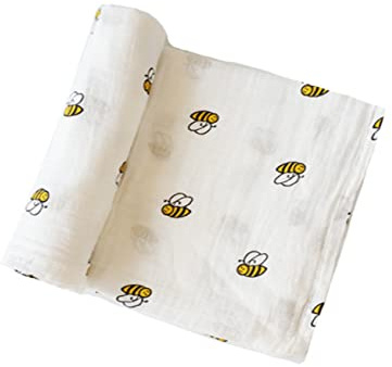Toyvian Leichte und Weiche Babydecke aus Baumwollgaze Mulltuch Puckdecke für Neugeborene Jungen Atmungsaktiv und Dehnbar zum Einwickeln und Wohlfühlen