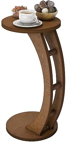OHANA Beistelltisch Holz Beistelltisch C-Form Beistelltisch Kleiner Runder Beistelltisch