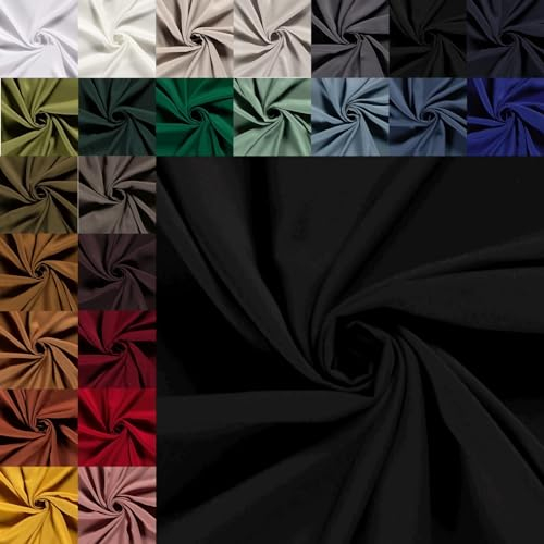 Generisch Viskose Uni Meterware - luftiger Viskosestoff einfarbig - fließender Blusenstoff, leichtes Sommerkleid nähen - Ökotex 100 *Ab 50cm, Farbe: 069 schwarz