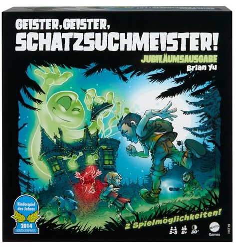 Mattel Games Geister, Geister, Schatzsuchmeister! Jubiläumsausgabe Brettspiel, kooperatives Familienspiel mit zwei Spielmöglichkeiten, für 2 bis 5 Spieler, Deutsche Sprache, HXT19