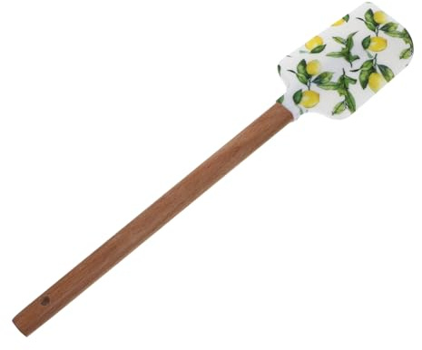 LABRIMP Silikon Kuchenschaber Mit Holzgriff Hitzebeständiger Backspatel Für Kuchencreme Und Teig Praktischer Zitronenmuster Cremespatel Zum Backen Und Dekorieren Nützliche Küchenutensilien