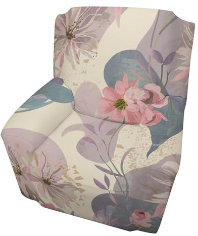 Highdi Stretch Sesselbezug Sesselhusse Elastische Vintage-Blumendruck Sofaüberzug Clubsessel Sessel Bezug,Weicher Sesselschoner mit Armlehne Sitzbezug Für Sessel Hussen Für Sessel (rosa Lotus)