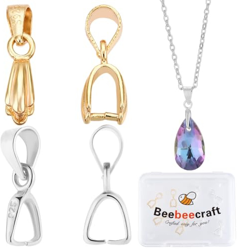 Beebeecraft 1 Box 10 Stück Eispickel Klemmbügel 18 Karat Vergoldetes Sterlingsilber Klemmverschluss Für Die DIY Halskettenschmuckherstellung (Gold Silber)