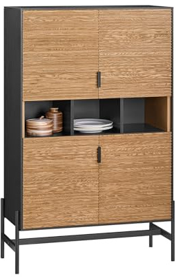 SoBuy Sideboard Küchenschrank Kommode Schrank Flurschrank Buffet Schuhschrank Küchekommode Aufbewahrungsschrank TV-Schrank Schwarz BHT ca. 84x132x40cm HFSB03-SCH