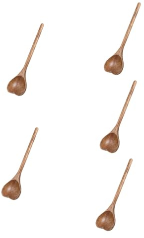 Alipis 5 Piezas cuchara de madera cuchara de aperitivo a para remover postres a de bar a sopera ita de madera a de miel a de postre de Acacia