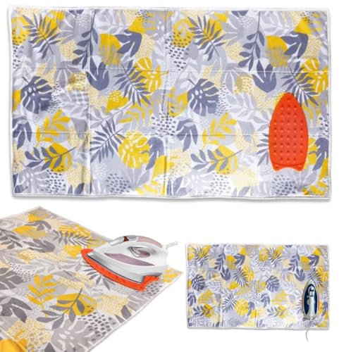 Trendi Ironing Mat with 3mm Felt Padding | Silicone Iron Rest Protector | Portable, Foldable Ironing Mat for Dining Table or Bed | Steam Press Friendly - Floral Design (Large 120 x 70 cm)