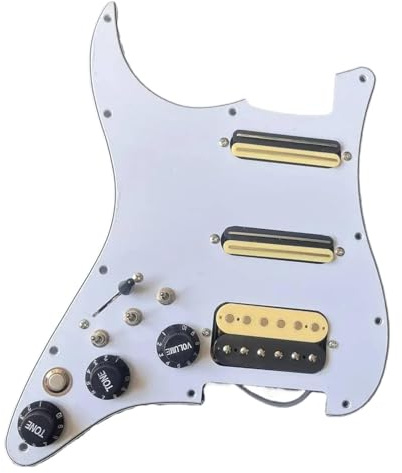 Standard Schlagbrett-Tonabnehmer Linkshänder Geladenes SSH-Schlagbrett-Set Split-Coil-Humbucker-Tonabnehmer Kill-Schalter Ausgang Stummschaltung Gitarrenteile(White)