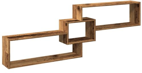 QJBSAVVA Mensole da Parete Mensole da Muro Design Moderne Porta Cd Scaffale Salvaspazio Cucina - Mobile a Parete 158x18x53 cm Legno Antico in Legno Multistrato per Parete Doccia Cucina Bagno