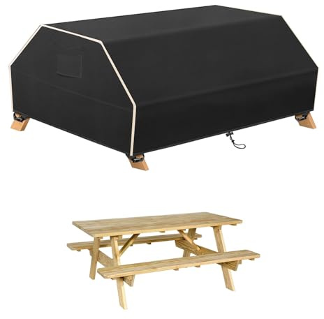 Novelfun 420D Abdeckung Bierzeltgarnitur Wasserdicht Oxford Abdeckung für Biertischgarnitur Heurigengarnitur Festzeltgarnitur Biertisch 190W x 160D x 80Hcm