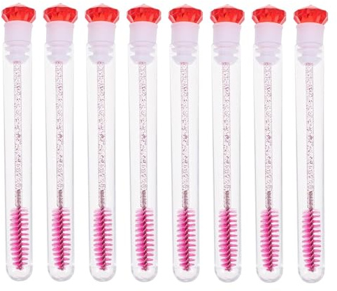 Wimpernpinsel 12 Stück Kristall Mascara Stäbe, Tragbare Wimpernbürsten, Leere Mascara Tube, Wimpernbürste Tubes, für Verlängerung der Wimpern(Rosa)