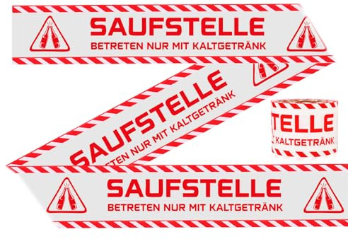 Anruzon Ruban de délimitation de fête amusant « Slot » - Accessoire de festival - 50 m - Accessoire de fête pour tous les festivals, JGA et anniversaire - Camping, décoration de fête de bière, gadgets