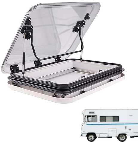 Lucernario per tetto di camper, 500/700/800 x 500 mm Finestra da tetto per camper con luci LED, angolo di apertura: 70°, copertura in acrilico a doppio strato(70x50cm)