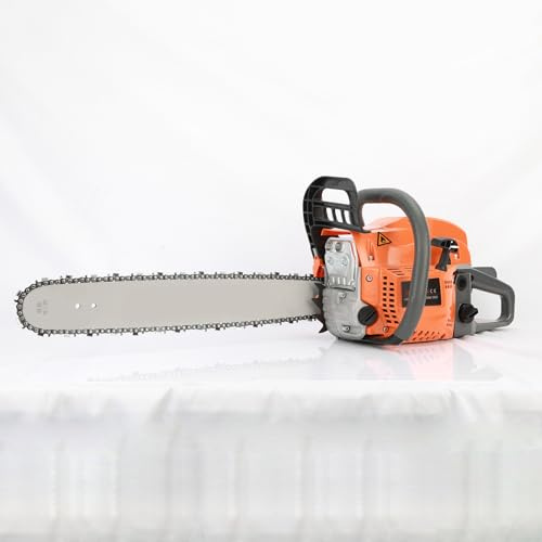 Tronconneuse Thermique, 58cc 20 Pouces Elagueuse Thermique, tronçonneuse haute puissance, tronçonneuse de jardin compacte, jardin pour élagage Orange