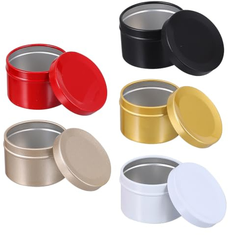 MUELODSIC 5 Piezas Tarro de Vela de Latas para Velas de Navidad Latas de Dulces Vacías Recipientes Tapa para Regalar Fiestas de Navidad