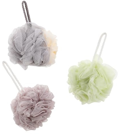 Gogogmee 3 Stück-pack Badepeelingball aus Pe und Nylon Sanftes Peeling und Hautreinigung für Geschmeidige Haut im Täglichen Gebrauch als Rückenschrubber und Duschzubehör Zufällige Farbe