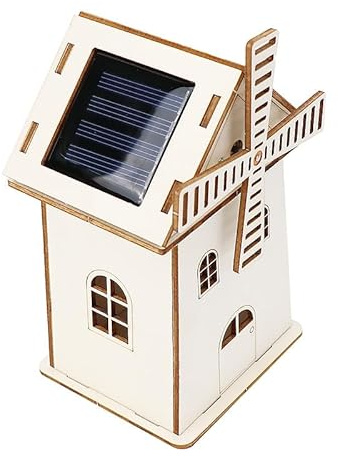 Solar House Windmill Science Experiments Kit for Kids – Wooden DIY STEM Science Kits, Build Your Own Miniature Home Model with Solar Panel & Rotating Blades, Educational Engineering Project Toy for Bo