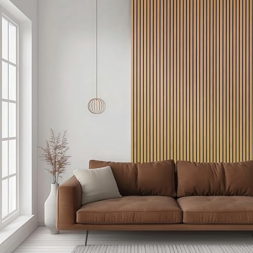 DecorAndDecor Acoustic Slat Wood Wall Panel and Ceiling Panelling Decorative 3D MDF 240 x 60 Oak