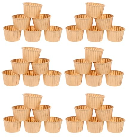 BAZEITFLOW 100 Moldes para Muffins de Papel Antiadherente, 100 Piezas en Color Natural, Resistentes Grasa, para Hornear Pasteles y Cupcakes en Fiestas y Celebraciones