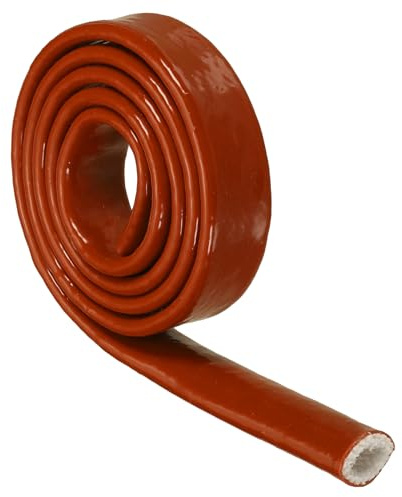 QUARKZMAN Fascia Termoprotettiva In fibre Di Vetro, 12mm x 1m Guaina Termica Guaina Antincendio Rivestita In Silicone Protezione Termica Per Tubi Automobilistici Cablaggi Elettrici
