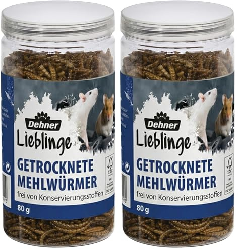 Dehner Natura Wildvogelsnack, getrocknete Mehlwürmer, proteinreich, 80 g (Packung mit 2)