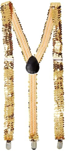 W WIDMANN MILANO Party Fashion - Hosenträger, mit Pailletten, größenverstellbar, Kostüm, Accessoire, Karneval | Größenverstellbar, Glitzer-Accessoire für Karneval, Festival, Mottoparty, Disco und Party-Outfits