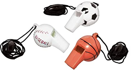 Sport Ball Whistle Assorted Plastic Favors - 2.25 x 1.25(Pack of 1) - Vibrant Colors & Unique Sports Themed Design - Perfect Party Favor and Gift for Kids