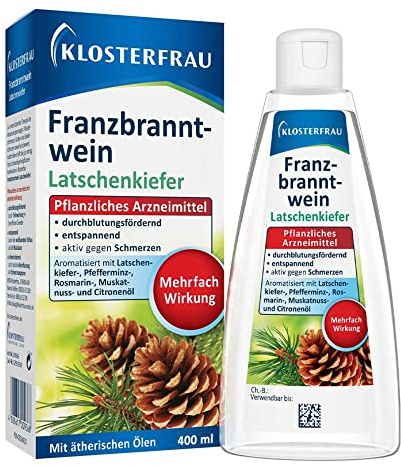 Klosterfrau Franzbranntwein Latschenkiefer | 400 ml Doesierflasche | lindert Schmerz | wirkt durchblutungsfördernd | entspannt die Muskulatur | bei Muskel- und Gelenkschmerzen