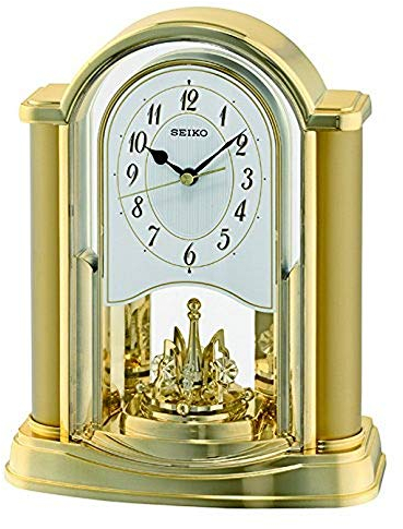 Seiko Rotating Pendulum Clock Gold, Wood, 10x20x25 cm