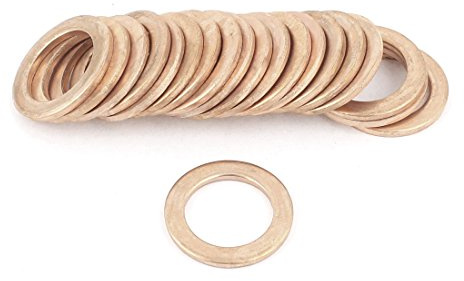 sourcing map Joint Cuivre Rondelle Cuivre Plate 24x16x2mm (ODxIDxÉp.) 20pcs | Joint De Ligne De Frein À Huile