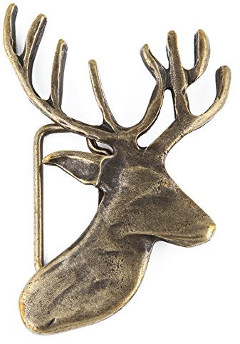 Tini - Shirts Hirsch Gürtelschnalle Hirschmotiv Schnalle : Gürtelschliesse Jagd - Buckle Hirschkopf Jäger Farbe: messing