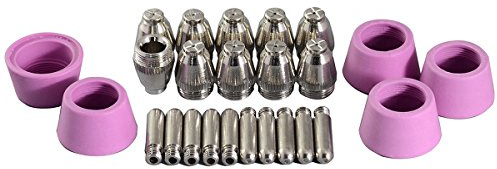RIVERWELD SG-55 AG-60 WSD-60 Plasmaelektroden-Spitzendüse .040 & 1,0 mm 50 A passend für CUT-60 LGK-60 Plasmaschneider 25 Stück