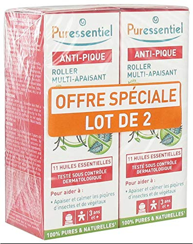 Puressentiel - Anti Pique - Roller Apaisant aux 11 Huiles Essentielles - BIO - Aide à apaiser et calmer les peaux irritées par les piqûres - Actifs 100% Naturels - 2 x 5 ml