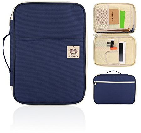 Padfolio/Portfolio für Student und Business – Multifunktions-Tasche mit 8 Taschen für A4/A5 Papier Größe Dokumente und Notbooks von YOUSHARES (Blau)