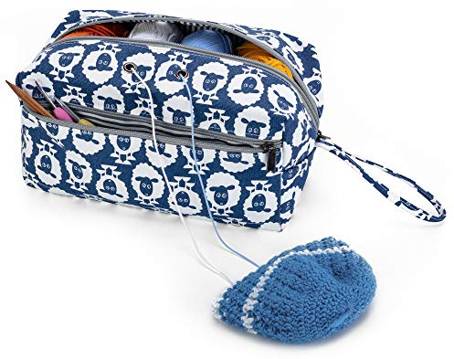 Luxja Tasche für Wolle, Handarbeitstasche Häkeln, Stricken Tasche für Garn Stränge, Häkelnadeln, Stricknadeln (bis 10 Zoll) und Andere Kleines Zubehör