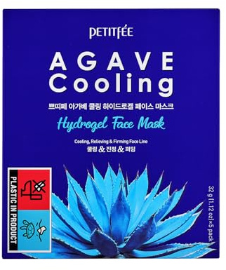 Petitfee, Agave Cooling, Mascarilla facial de hidrogel, 5 hojas, 1.12 oz (32 g) cada una