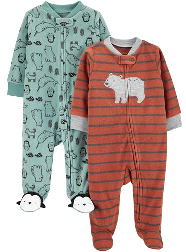 Simple Joys by Carter's Baby Boys' 2-Pack 2-way Zip Fleece Footed Sleep and Play