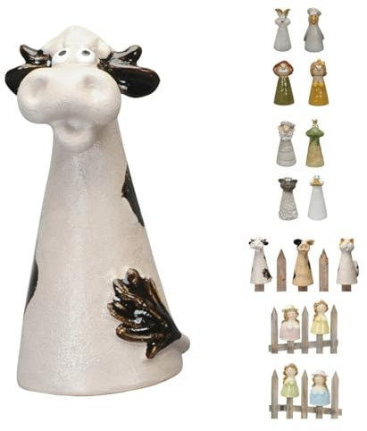 NETPROSHOP Zaunhocker Zaunfigur Viele Tiere und Figuren Steinzeug Höhe ca. 16-18 cm, Auswahl:Kuh