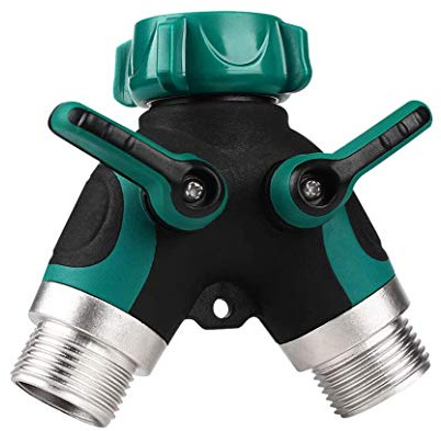 Shiwaki Divisor de Manguera de jardín de 1 en 2 vías, Conector de Manguera de válvula Y de Utilidad para Exteriores, Adaptador de Grifo de Agarre de Goma, derivación de Paso Doble cómoda