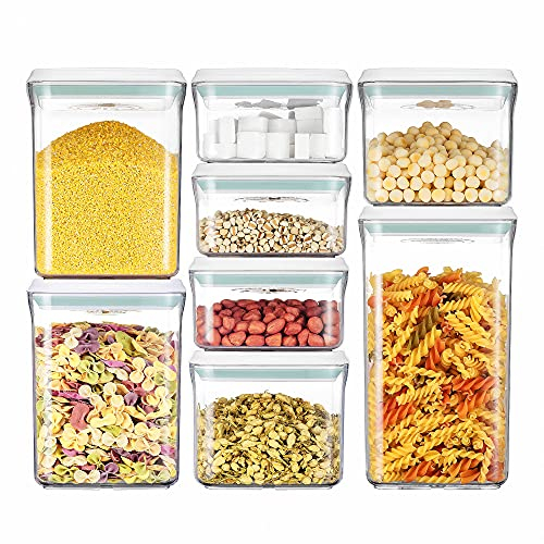 M2OUTLET Vorratsdosen-Set: 8-teiliges Lebensmitteldosen-Set zur Aufbewarhung von Lebensmitteln, luftdicht verschlossen (Größe der Frischhaltedosen: 3x 0,48L / 2x 0,85L/ 2x 1,5L / 1x 2L)