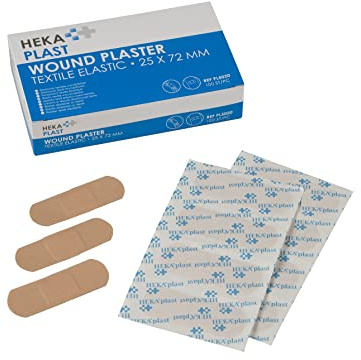 Hekaplast Pflaster Strips 2,5x7,2 cm (100 Stück), elastische Wundpflaster im Set zur Versorgung von kleinen Wunden, hautfarbene Pflaster