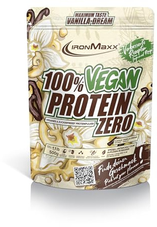 IronMaxx 100% Vegan Protein Zero - Vanilla Dream 500g | Veganes Eiweißpulver ohne Zucker | Low Carb Protein Shake, High Protein, laktosefrei, geeignet für Muskelaufbau & Diät