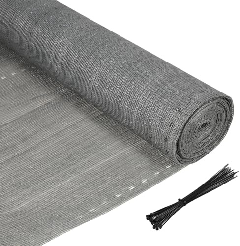 Sonnewelt Sichtschutz 1.8x20m, 150 g/m² HDPE Schattiergewebe, Windschutz Schattennetz, Staubschutz Sonnenschutz Schattiernetz, Blickdichter Zaunblende, Sichtschutz Zaun, Gewebe Netz Grau