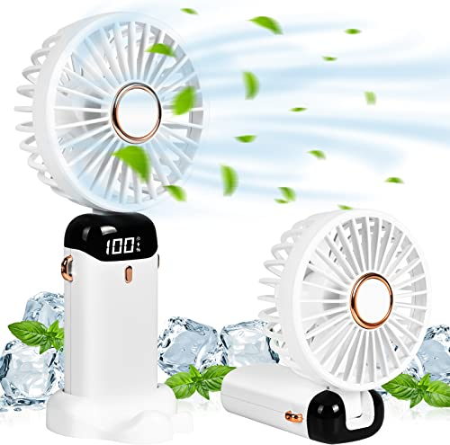 AMFUN Ventilador de Mano, Mini Ventilador Portátil, Ventiladores Usb Recargables, Potente Mini Ventilador con 3 Velocidades para Viajes, Hogar, Exterior, Interior/Blanco