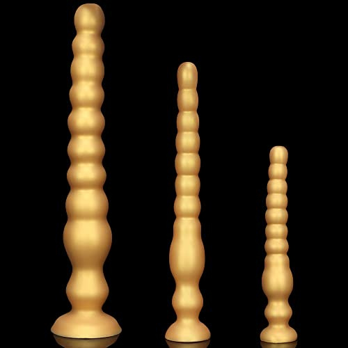 Hmxseu Analkugel Analplug Gold mit Saugnapf Realistischer Dildo S/M/L Analdilator Weiblich Männlich Anal Masturbation Prostata Stimulation Penis Stimulation Sexspielzeug (M)